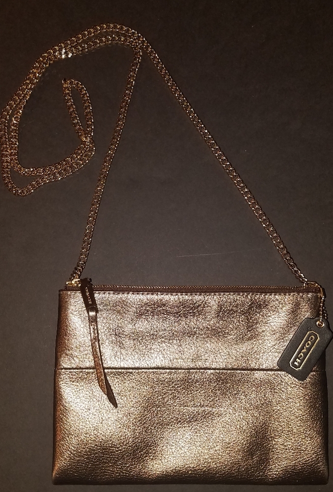 Coach Sling Back Mattlic Chain Double Zip
